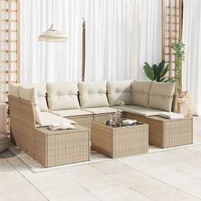 vidaXL Set de canapele pentru grădină 7 pcs Bej Rattan poli