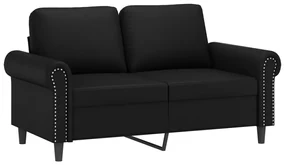 349119 vidaXL Canapea cu 2 locuri, negru, 120 cm, piele ecologică