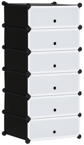 HOMCOM Dulap pantofi modular cu 6 cuburi empilabile, capacitate 12 perechi, 49x36,5x108 cm, alb | Aosom Romania