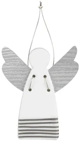 Inger de portelan argintiu STRIPES, de agatat