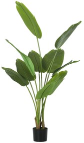 HOMCOM Plantă Artificială de 160 cm cu 10 Frunze din PEVA Verde cu Ghiveci, Ø16.5x13.5 cm | Aosom Romania