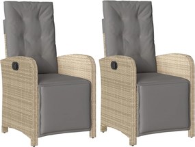 vidaXL Scaun de grădină rabatabil cu suport picioare,2 buc., poliratan