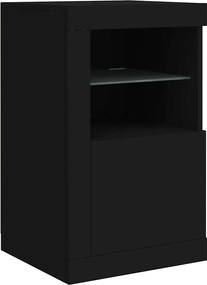 vidaXL Dulap lateral cu lumini LED, negru, lemn prelucrat