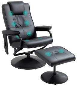 HOMCOM Fotoliu de Masaj și Relaxare electric pivotant inclinabil cu Suport pentru Picioare imitație de piele Negru | Aosom Romania