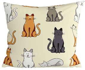 Set de 2 fete de perna decorative COLORED CATS BLEND 45x45 cm, crem