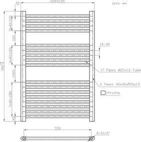 Novaservis - Radiator de baie tip scară, 90 x 60 cm, 478 W, 230 V, alb, drept