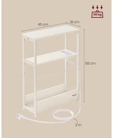 Noptieră ROD cu priză încorporată și porturi USB, alb/crem