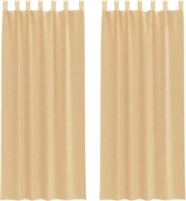 vidaXL Perdele Voile cu Bucle 2 buc Nisip 140x260 cm