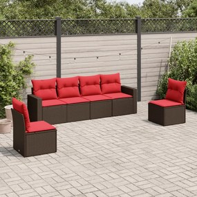 vidaXL Set canapele de grădină cu perne, 6 piese, maro, poliratan