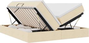 vidaXL Pat cu saltea și spațiu de depozitare Crem 200 x 200 cm