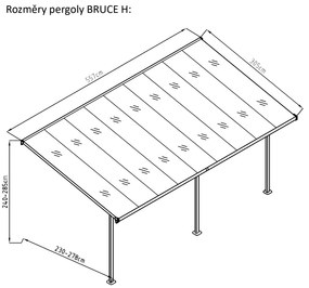 Bruce H pergola - šedý polykarbonát
