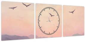 Tablou - Stol de păsări II. (cu ceas) (90x30 cm)