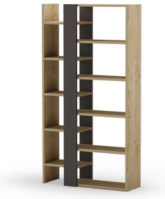 Bibliotecă neagră/în culoare naturală cu aspect de lemn de stejar 80x152 cm Axel – Marckeric
