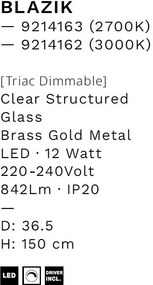 Lustra LED design decorativ 3000K BLAZIK D-36,5cm