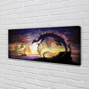 Tablouri canvas Dragon ambarcațiuni de mare nori