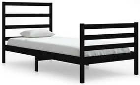 3104995 vidaXL Cadru de pat, negru, 90x200 cm, lemn masiv de pin