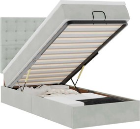vidaXL Cadru de pat otoman cu saltele Gri deschis 90x200cm catifea
