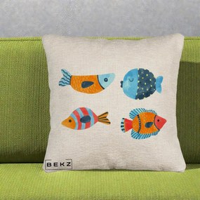 Perna Decorativa Pesti Acuarela, 40x40 cm, Bej Canapea, Husa Detasabila, Perna Inclusa, BEKZ®