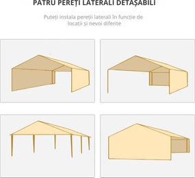 Outsunny Foișor de Grădină cu Pereți Laterali Demontabili, 4 Ferestre și 12 Orificii de Drenaj, 5.85x2.95x2.55 m, Alb | Aosom Romania