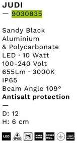 Plafoniera LED pentru iluminat exterior IP65 JUDI D-12cm negru