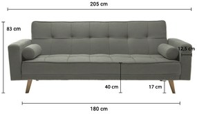 Canapea extensibila gri masliniu NESTOR VELVET