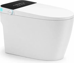 Smart WC R02 – Vas de Toaletă Inteligent cu rezervor integrat, deschidere automată, spălare cu apă caldă, uscare, senzor de picior, capac cu încălzire, afișaj LED, evacuare P-Trap, Alb/Negru