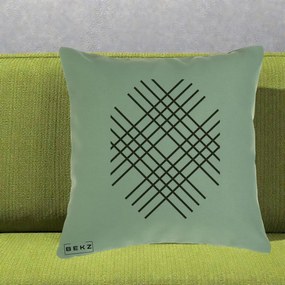 Perna Decorativa Geometric Grid, 40x40 cm, Verde, Husa Detasabila, Perna Inclusa, BEKZ®