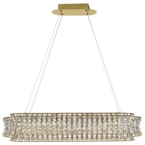 Lustra suspendata LED auriu, cristale sticla CELYSIA 100x30cm