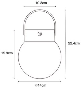 Lampă suspendată pentru exterior neagră, inclusiv LED, cu dimmer în 3 trepte, solară - Cornelia