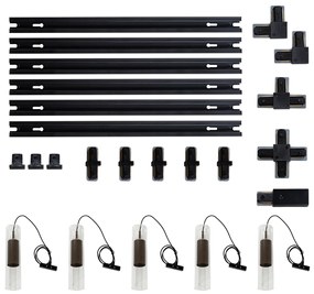 Sistem modern de iluminat pe șină cu 5 pendule bronz închis monofazat - Iconic Lloyd