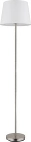 Lampadar de podea metal nickel abajur textil alb JORIS
