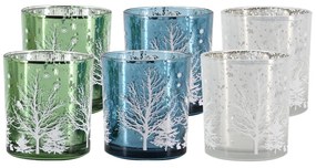 Sfeşnice, set de 6, verde / alb / albastru, sticlă, GOLAN TIP 2