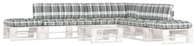 3066866 vidaXL Set mobilier din paleți cu perne, 6 piese, alb, lemn pin tratat