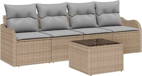 vidaXL Set de canapele pentru grădină cu pernă Manual 5 pcs Bej și gri