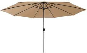 vidaXL Umbrelă soare de grădină cu LED-uri, taupe, 400 cm