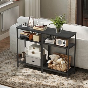 HOMCOM Consolă cu 3 Rafturi din Metal și Lemn, 55x30x81 cm, Negru | Aosom Romania