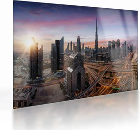 Tablou pe sticlă - Panorama din Dubai (70x50 cm)