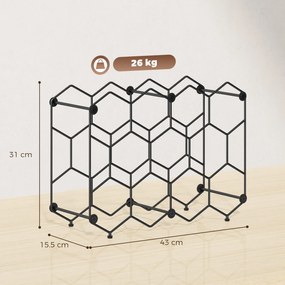 HOMCOM Suport pentru sticle Design geometric în fagure, Negru | Aosom Romania