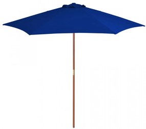 Umbrelă de soare exterior cu stâlp din lemn, albastru, 270 cm