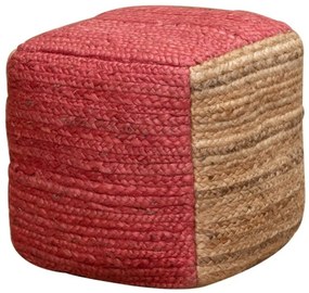 Puf din iuta naturala, roz, Pouf