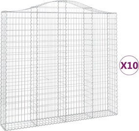 vidaXL Coșuri gabion arcuite 10 buc, 200x30x180/200cm, fier galvanizat
