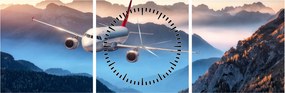 Tablou - Avion peste crestele montane (cu ceas) (90x30 cm)