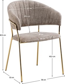 Fotoliu de sufragerie de design, textil maro/gold crom auriu, DASMIN TIP 1