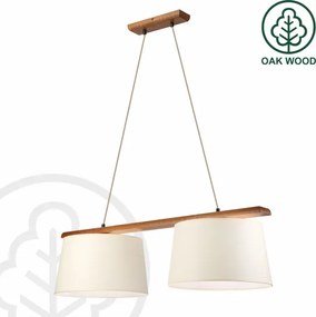 Lampă suspendată pe cablu AIDA 2xE27/15W/230V Ø 35 cm stejar/crem