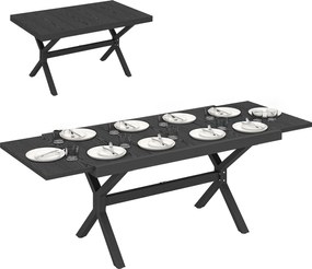 Outsunny Masă de Grădină Extensibilă din Aluminiu Masă de Luat Masa în Aer Liber Efect Lemn 8-10 Persoane 214x85x73cm Gri Antracit | Aosom Romania