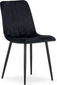 PROMOTIE Scaun din catifea neagra LAVA ONYX cu picioare negre II. calitate