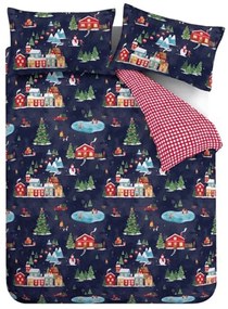 Lenjerie de pat albastră pentru pat dublu, extinsă 230x220 cm Ski Village – Catherine Lansfield