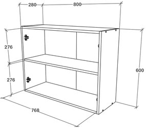 Corp haaus Karo, 2 Usi, cu sticla, Antracit/Alb, 80 x 30 x 60 cm