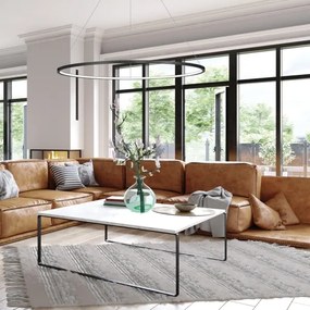 Lustr LED SATURNO 57W, pr. 100 cm, IP44, antracit, na lanku