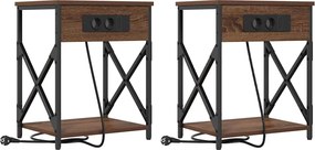 vidaXL Dulap de noapte 2 pcs Stejar închis 41 x 31 x 51 cm